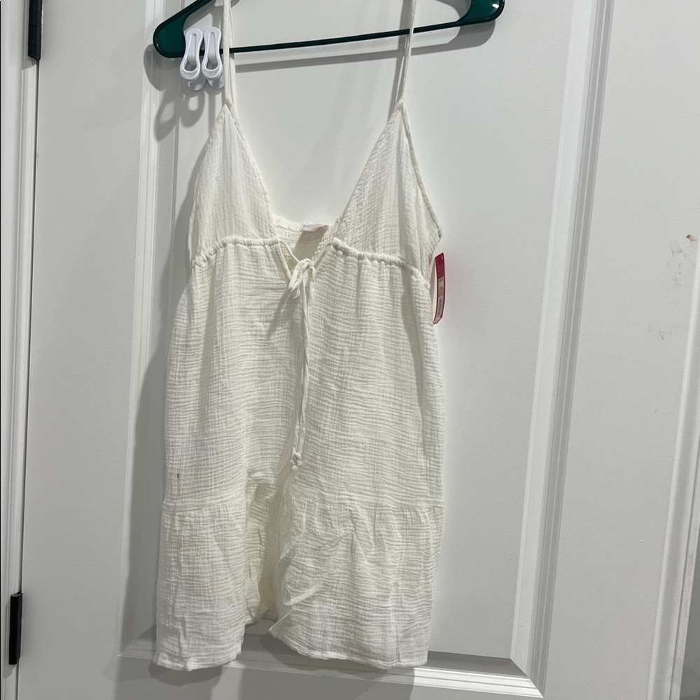 Xhilaration Cream Textured Tie-Front Top